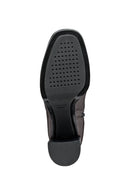 Geox Women's Grey Teulada Zippered Thick Heel Leather Boots | Derimod