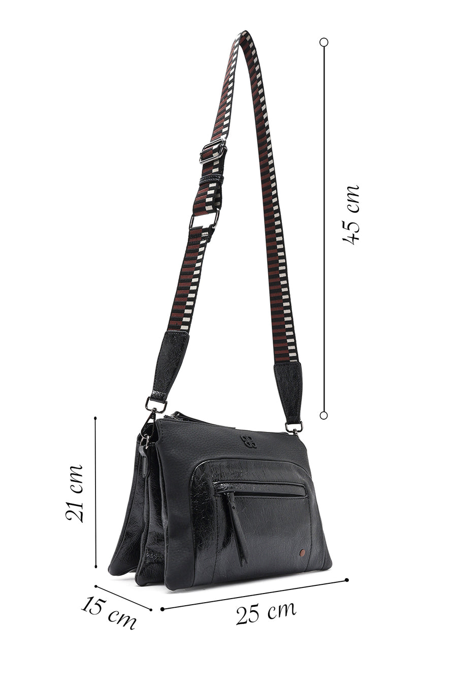 Women's Black Long Strap Crossbody Bag