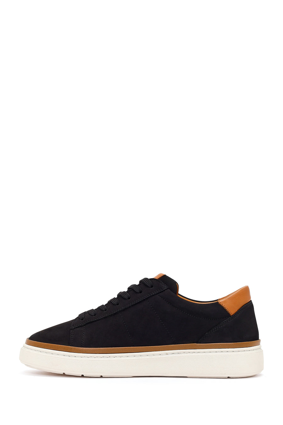Erkek Siyah Bağcıklı Nubuk Deri Sneaker