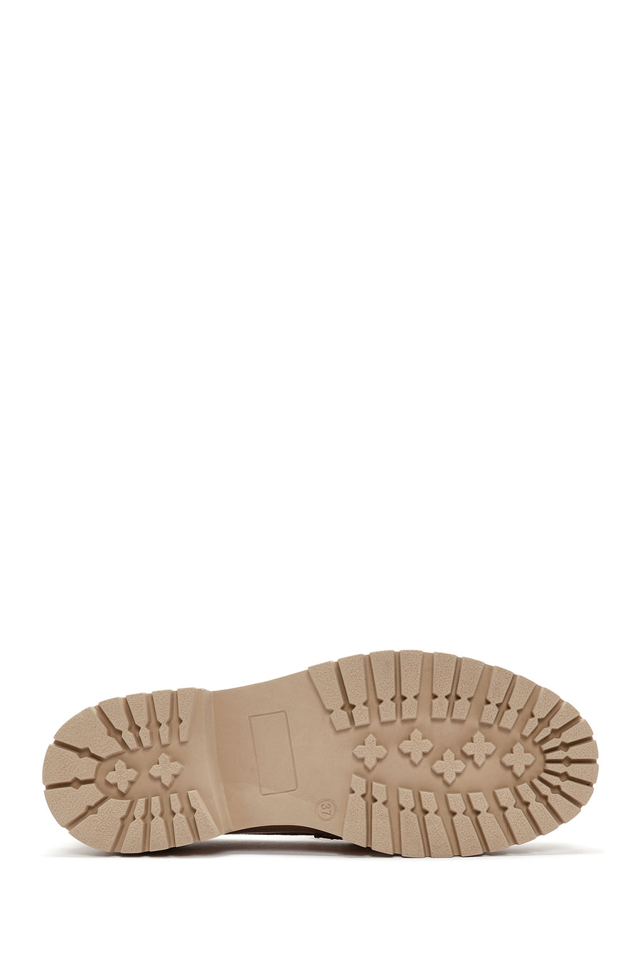 Women's Beige Thick Soled Leather Masculine Loafer