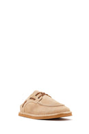 Women's Beige Suede Leather Slippers | Derimod