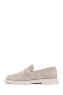 Women's Beige Suede Leather Masculine Loafer | Derimod