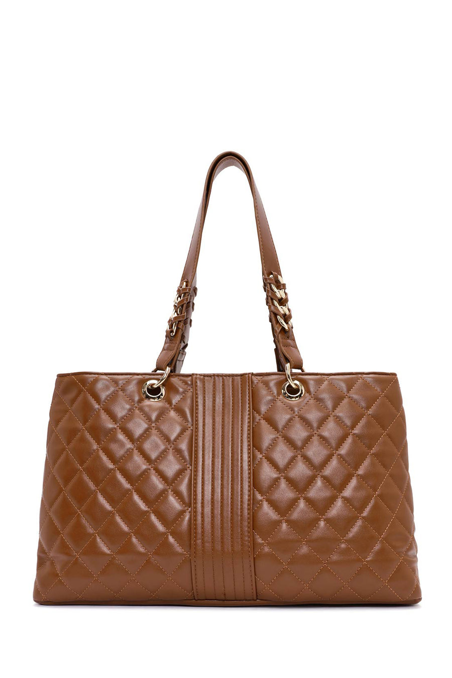 Women's Tan Quilted Shoulder Bag