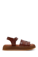 Woman Brown Buckled Thick-Soled Leather Sandal | Derimod