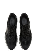 Men's Black Leather Printed Sneaker | Derimod
