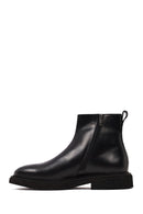 Men's Black Zippered Leather Boot | Derimod