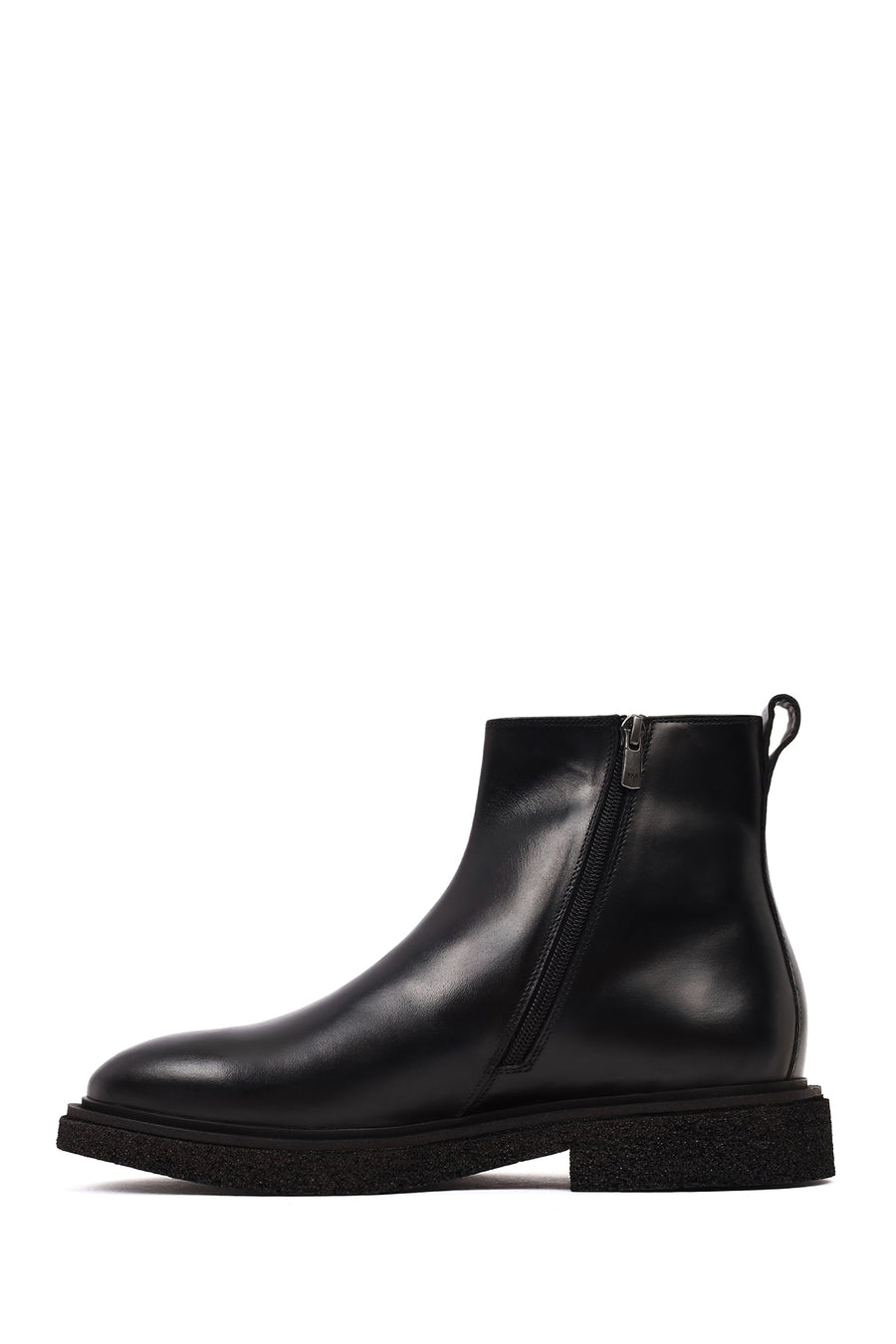 Men's Black Zippered Leather Boot
