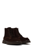 Male Brown Lace-Up Zip Closure Thick-Soled Suede Casual Boots | Derimod