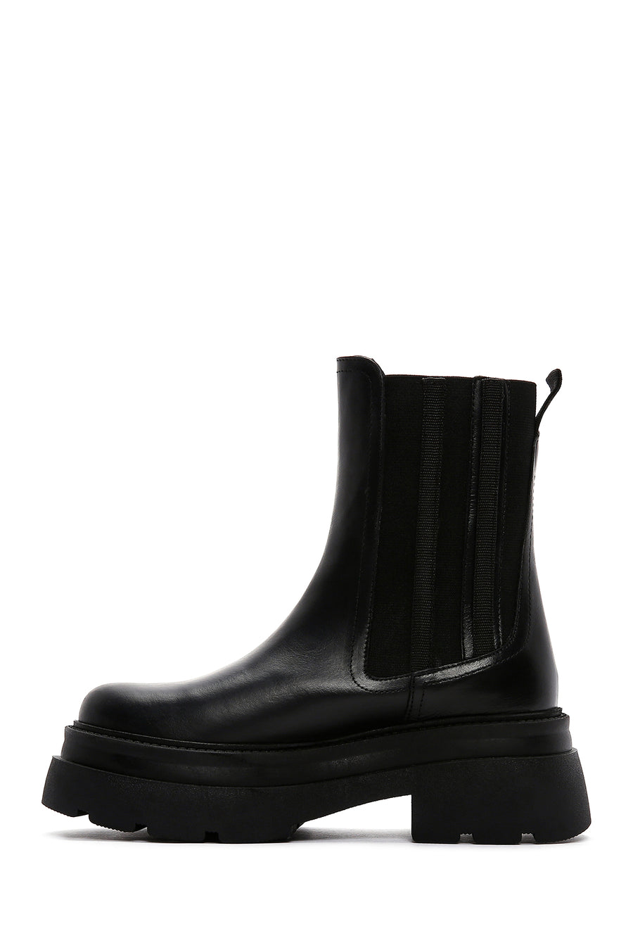 Women's Black Leather Thick Soled Chelsea Boots