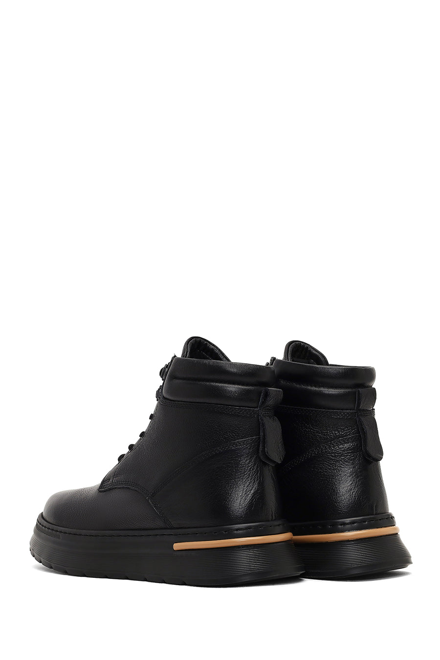 Men Black Lace-up Leather Casual Boot
