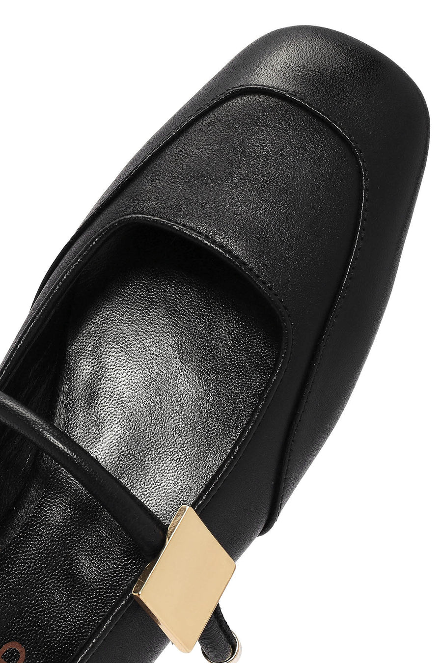 Women's Black Buckle Detailed Leather Ballerinas