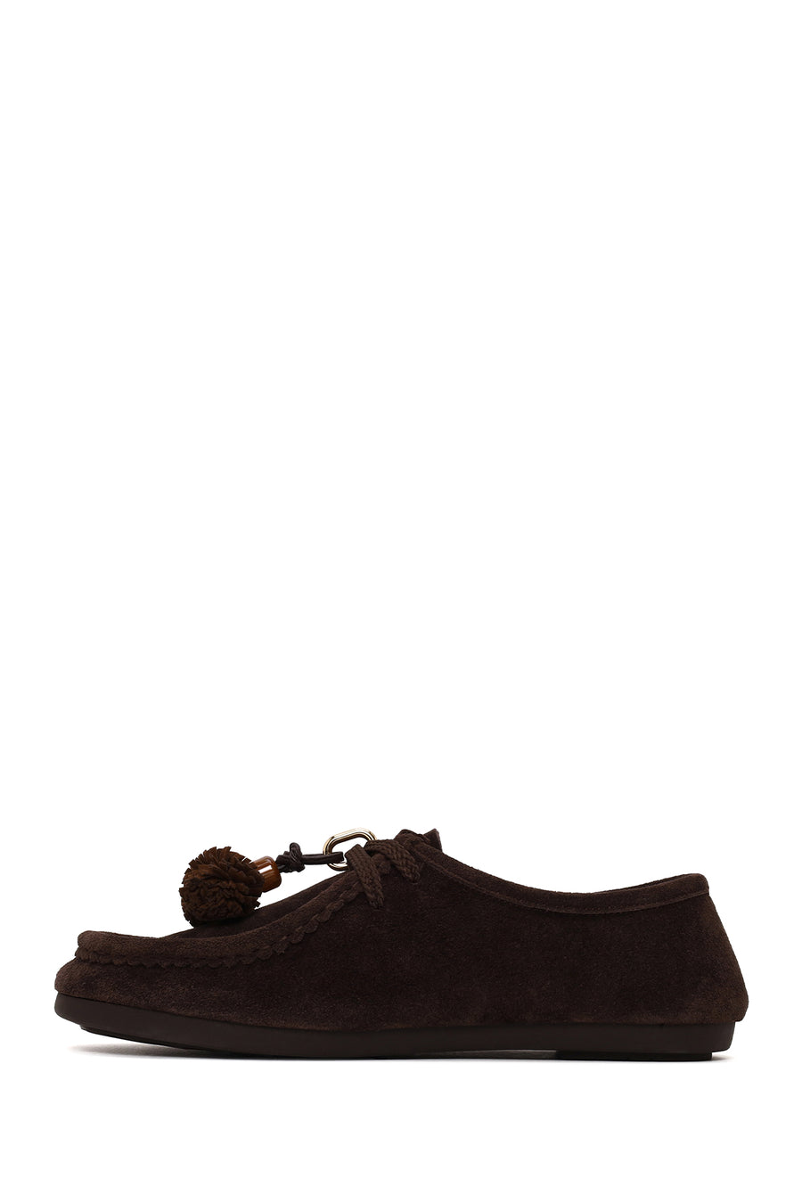 Woman Brown Lace-up Tasselled Suede Casual Shoes