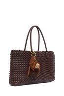 Women's Brown Braided Charm Shoulder Bag | Derimod