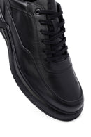 Men's Black Lace-Up Leather Casual Sneakers | Derimod
