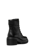 Geox Women's Black Spherica Ec15 Lace-Up Thick Heeled Leather Boots | Derimod