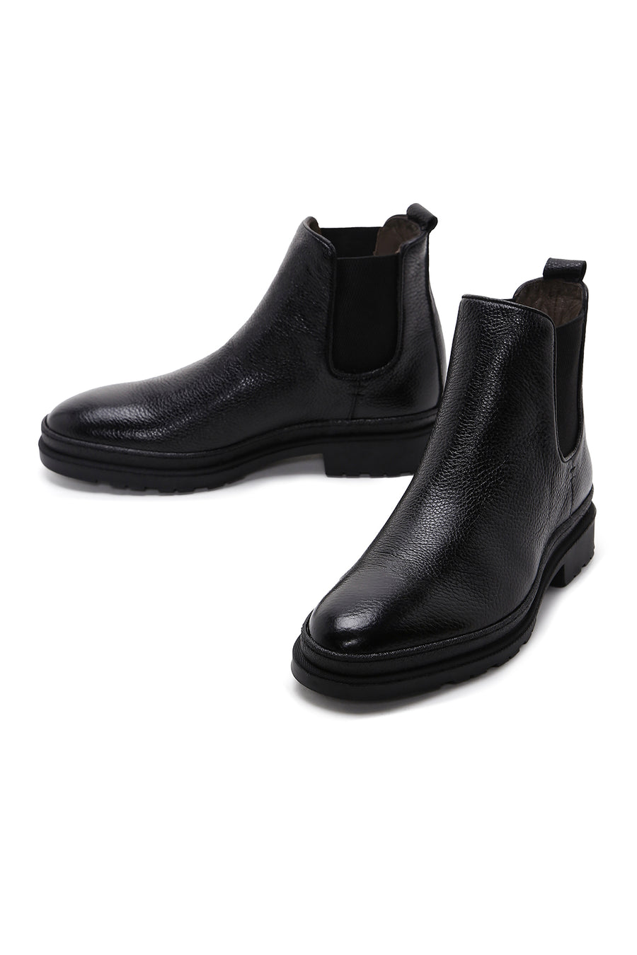 Male Black Leather Casual Chelsea Boots