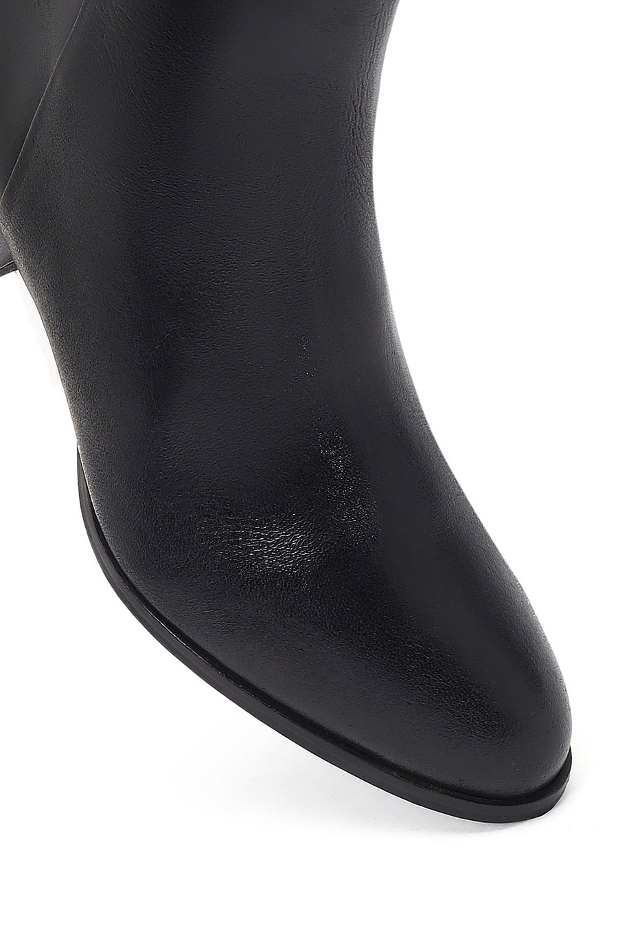 Woman Black Zippered Low Heeled Shoes Leather Boat
