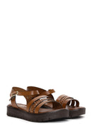 Women's Tan Ankle Strap Leather Bodrum Sandals | Derimod