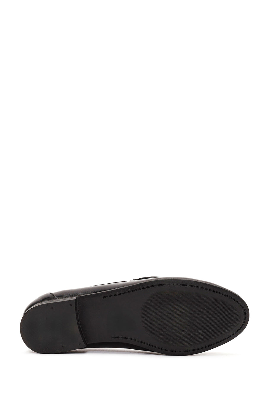 Women's Black Accessory Detailed Leather Masculine Loafer