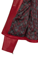 Nora Woman Red Short Leather Jacket | Derimod