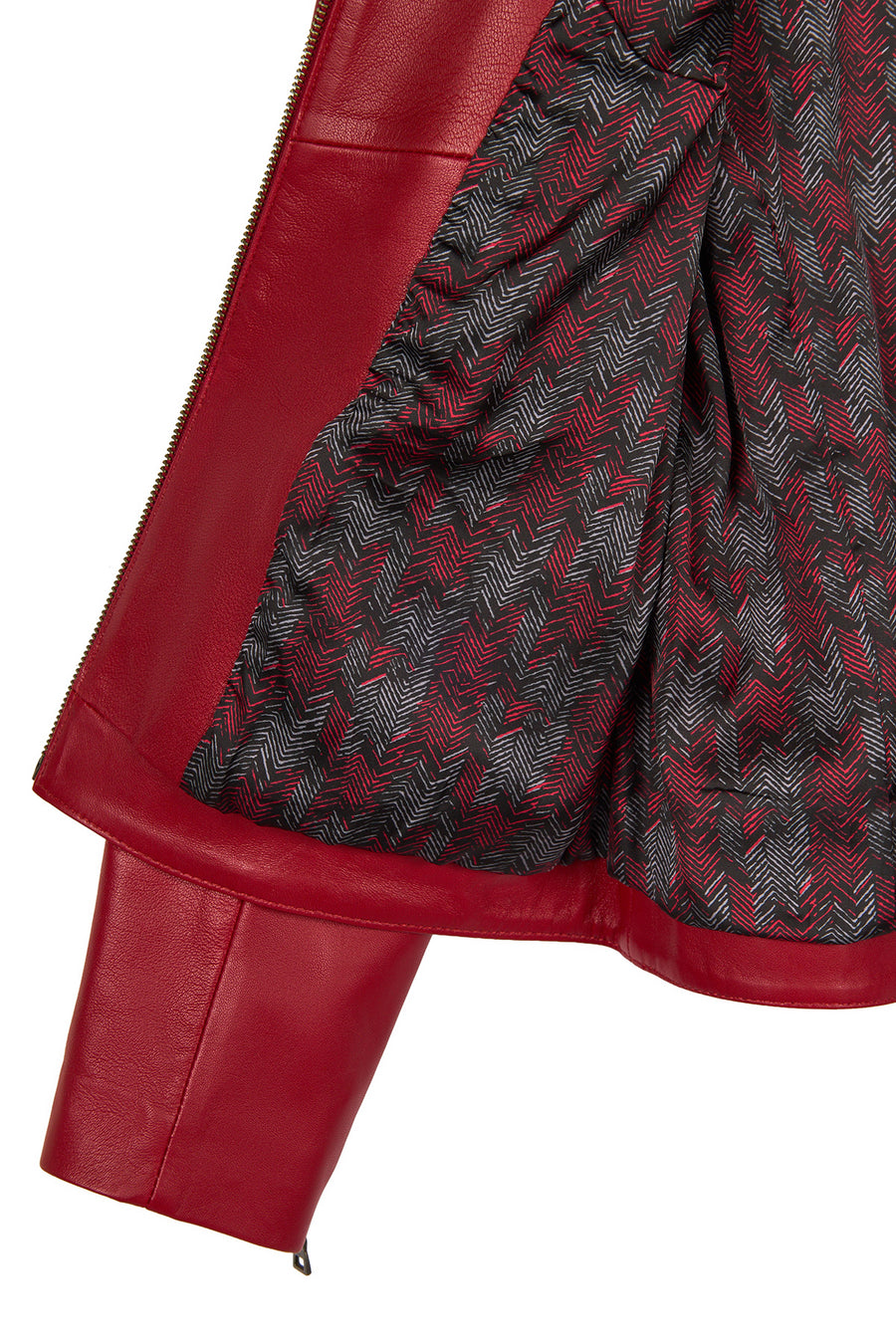 Nora Woman Red Short Leather Jacket