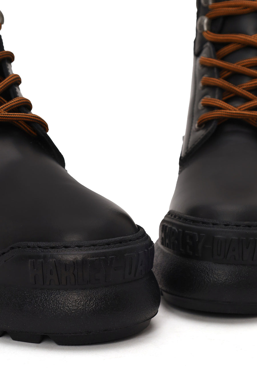 Harley Davidson Woman Black Kitrich Lace-Up Thick-Soled Leather Combat Boots