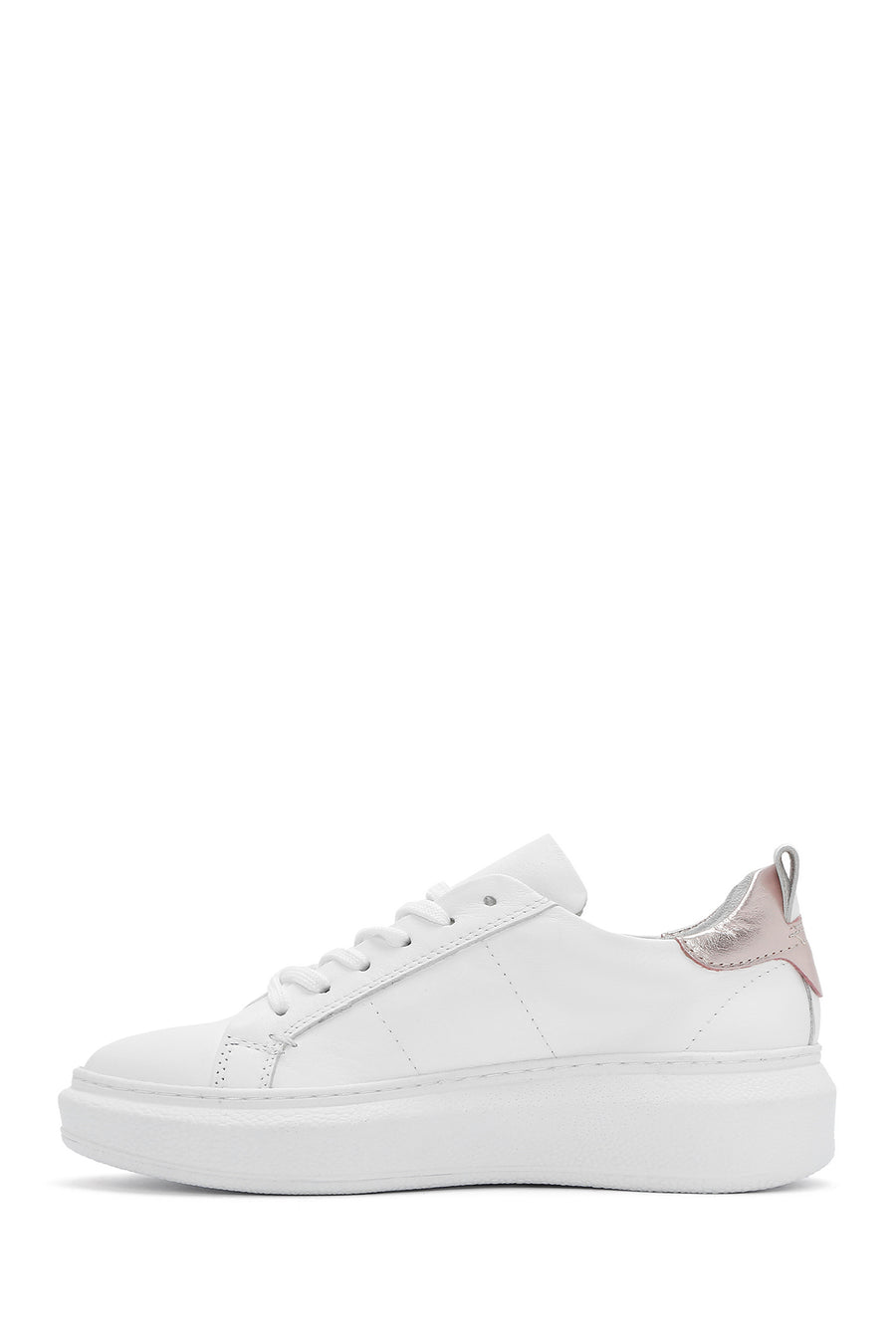 Women's White Lace-Up Leather Sneaker