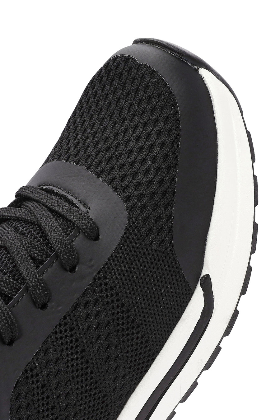 Men's Black Lace-Up Fabric Sneakers
