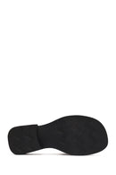 Women's Black Buckle Leather Slippers | Derimod
