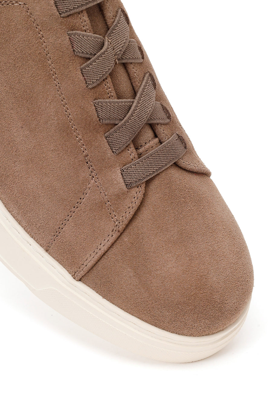Erkek Bej Bağcıklı Süet Deri Sneaker
