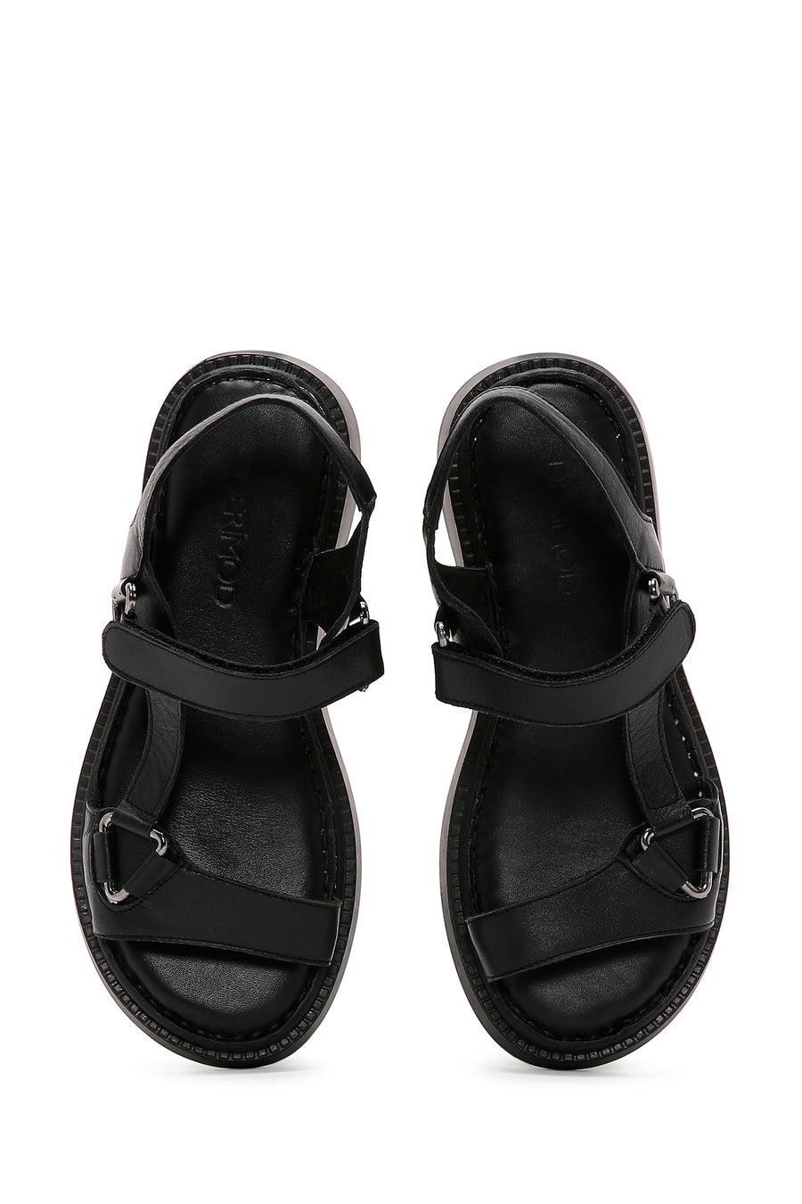 Kadın Siyah Bilekten Bantlı Deri Comfort Sandalet