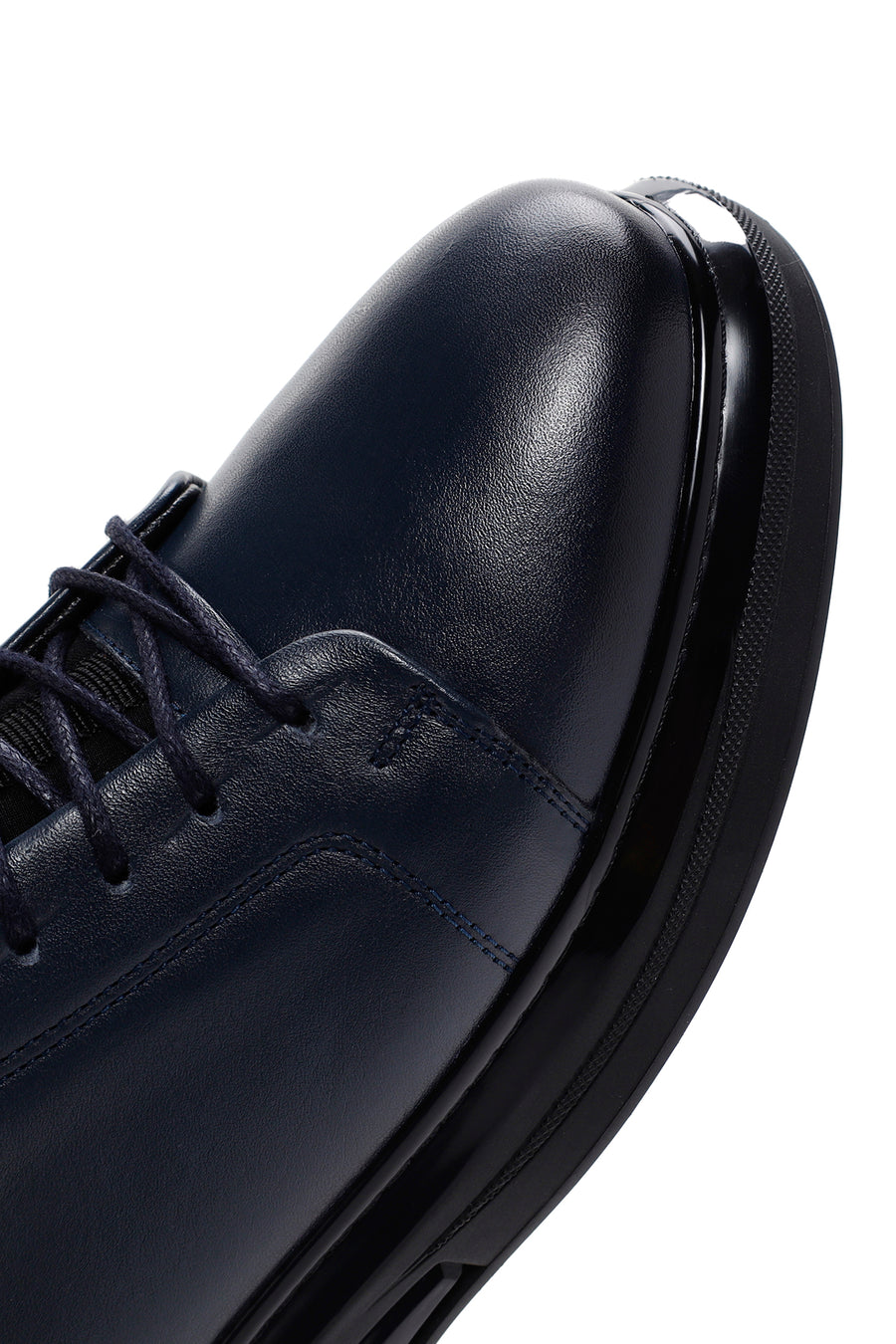 
Men's Navy Thick Sole Lace-Up Leather Casual Shoes

