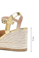 Women's Gold Ankle Buckle Braided Wedge Heel Espadrille Sandals | Derimod