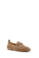 Women's Mink Suede Leather Loafer with Buckle | Derimod