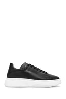 Male Black Lace-Up Thick-Soled Leather Sneaker | Derimod