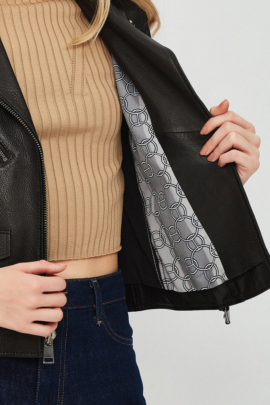London Women's Black Biker Leather Jacket