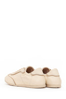 Woman Beige Lace-Up Leather Sneakers | Derimod