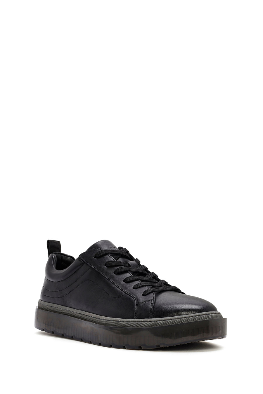 Erkek Siyah Bağcıklı Deri Sneaker