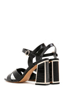 Women's Black Ankle Strap Thick Heel Crocodile Sandals | Derimod