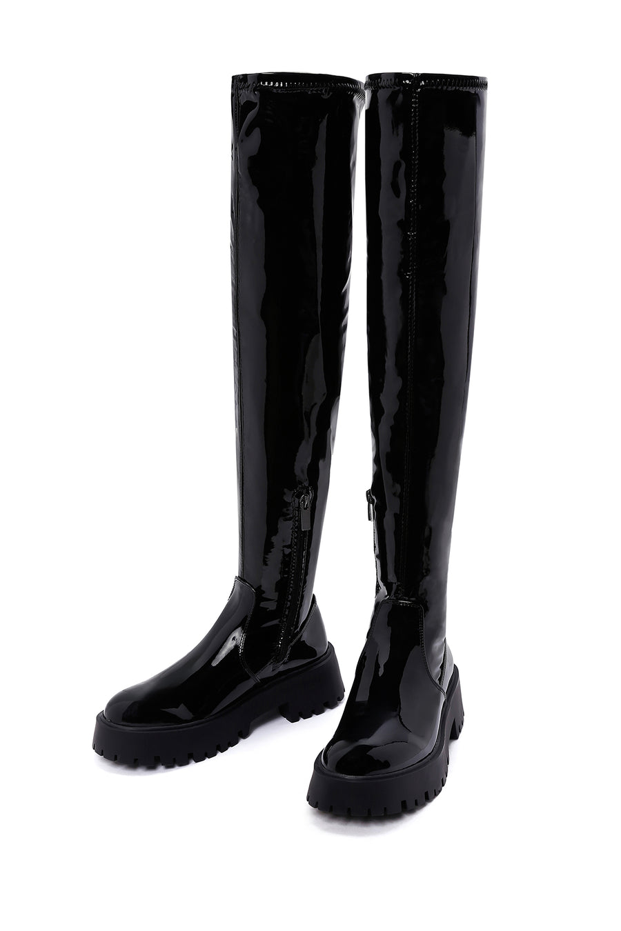 Women's Black Laptop Thick Soled Zippered Casual Boots