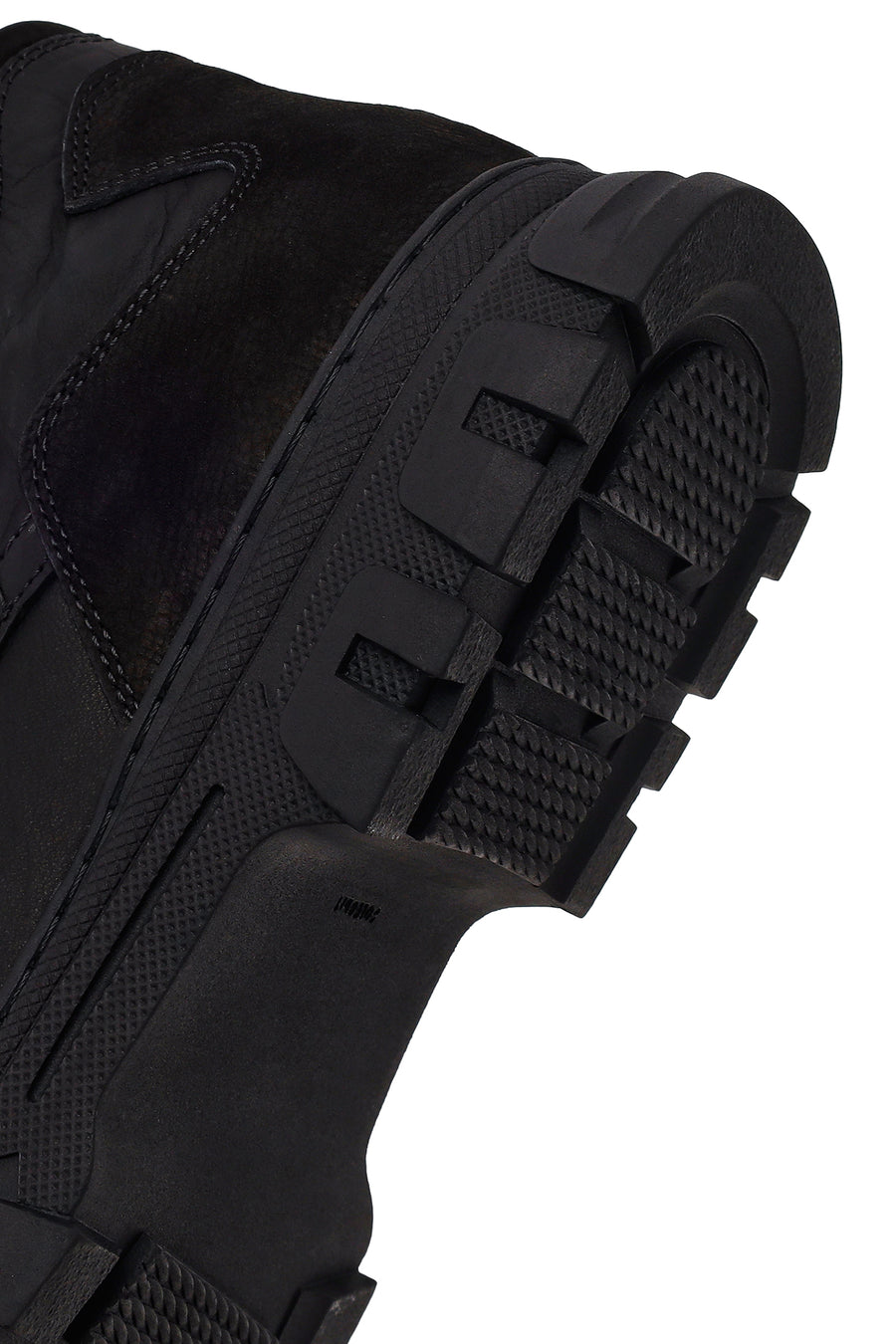 Male Black Lace-Up Chunky-Soled Nubuck Leather Casual Boots
