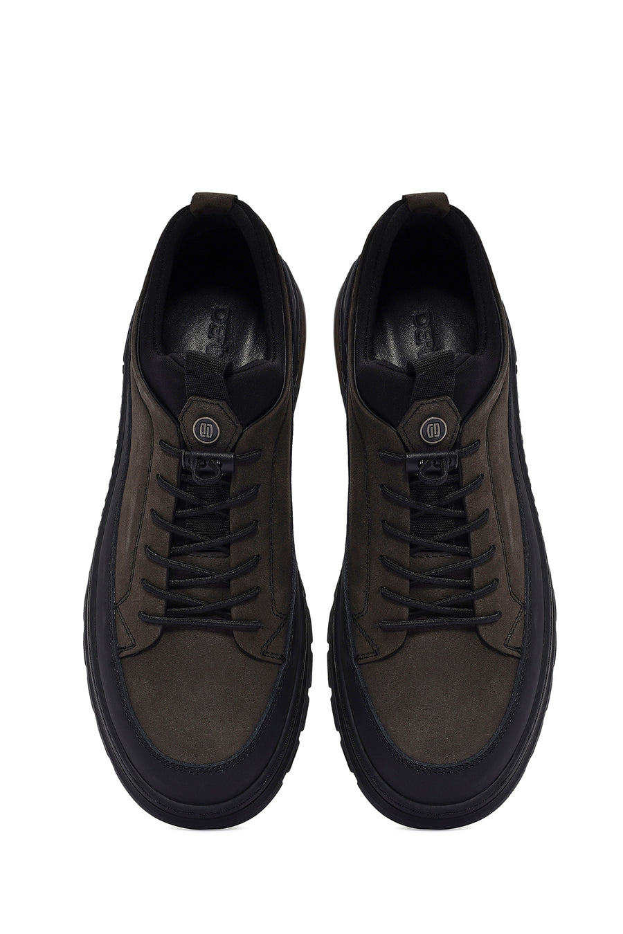 Erkek Gri Bağcıklı Nubuk Deri Sneaker