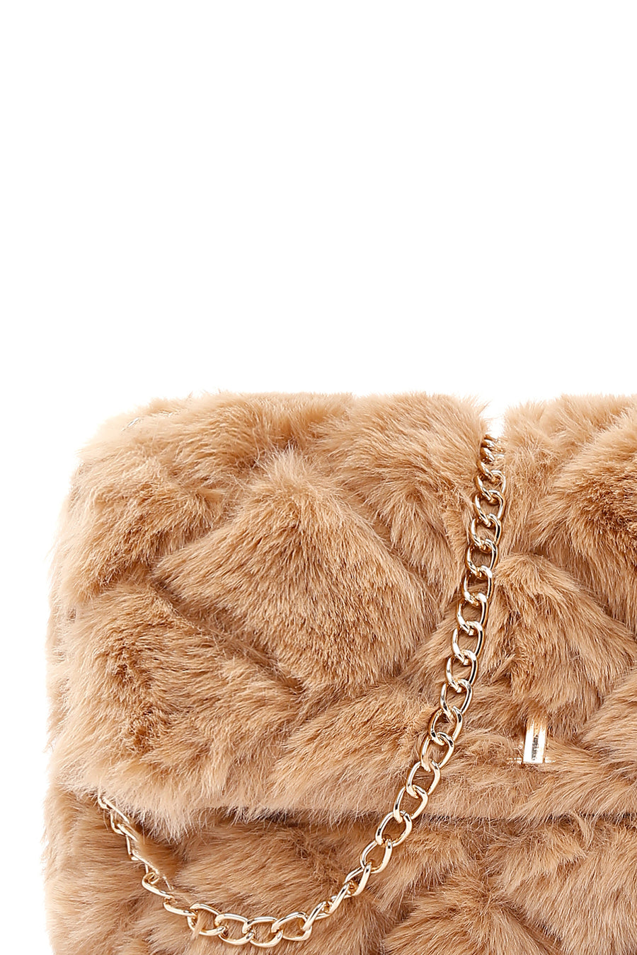 Women's Camel Chain Strap Plush Crossbody Bag