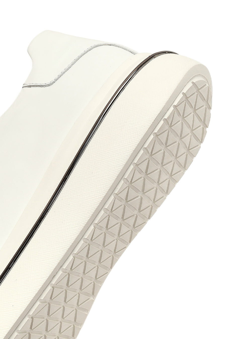 Men's White Lace-Up Thick-Soled Leather Sneaker