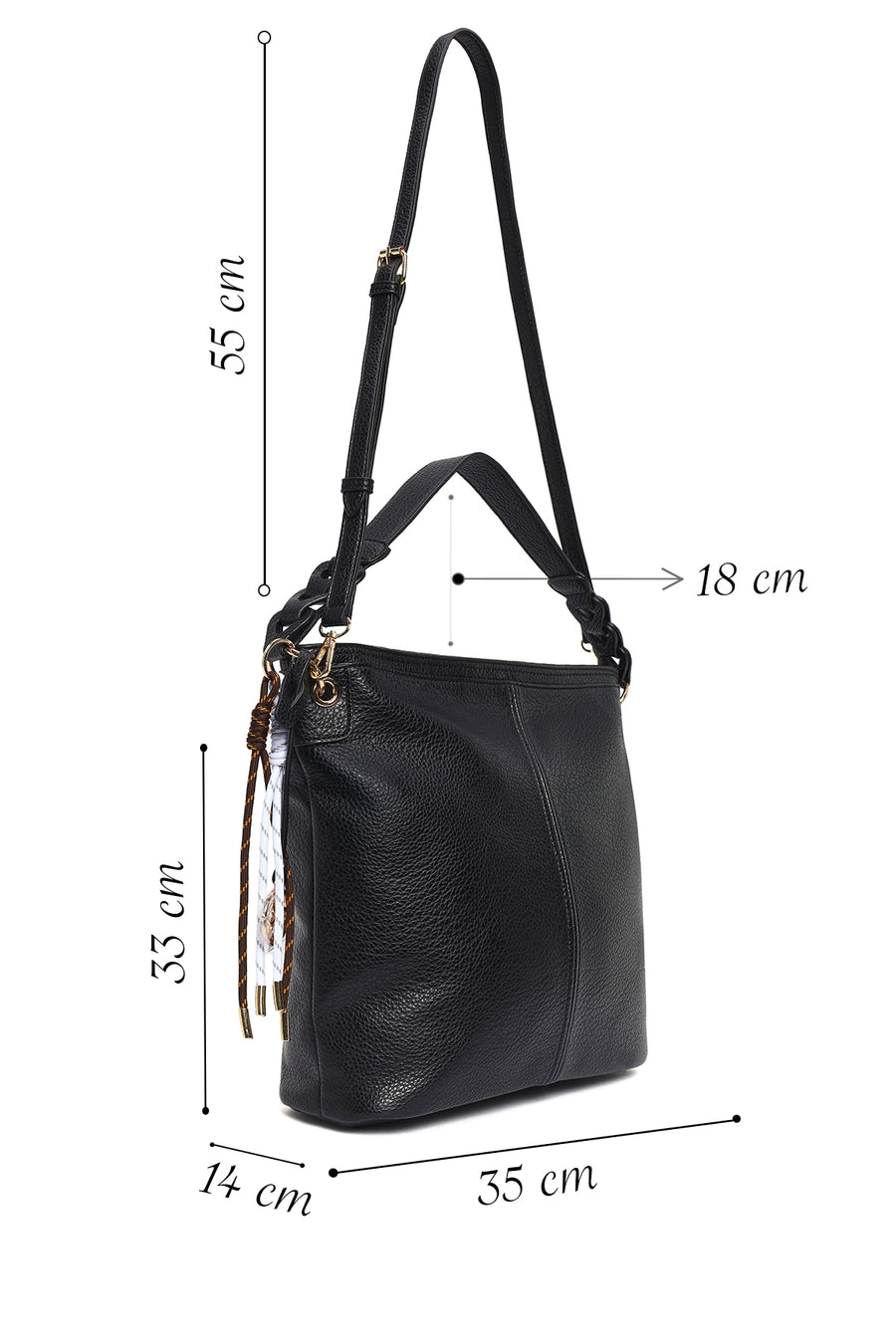 Woman Black Long-Strap Shoulder Bag