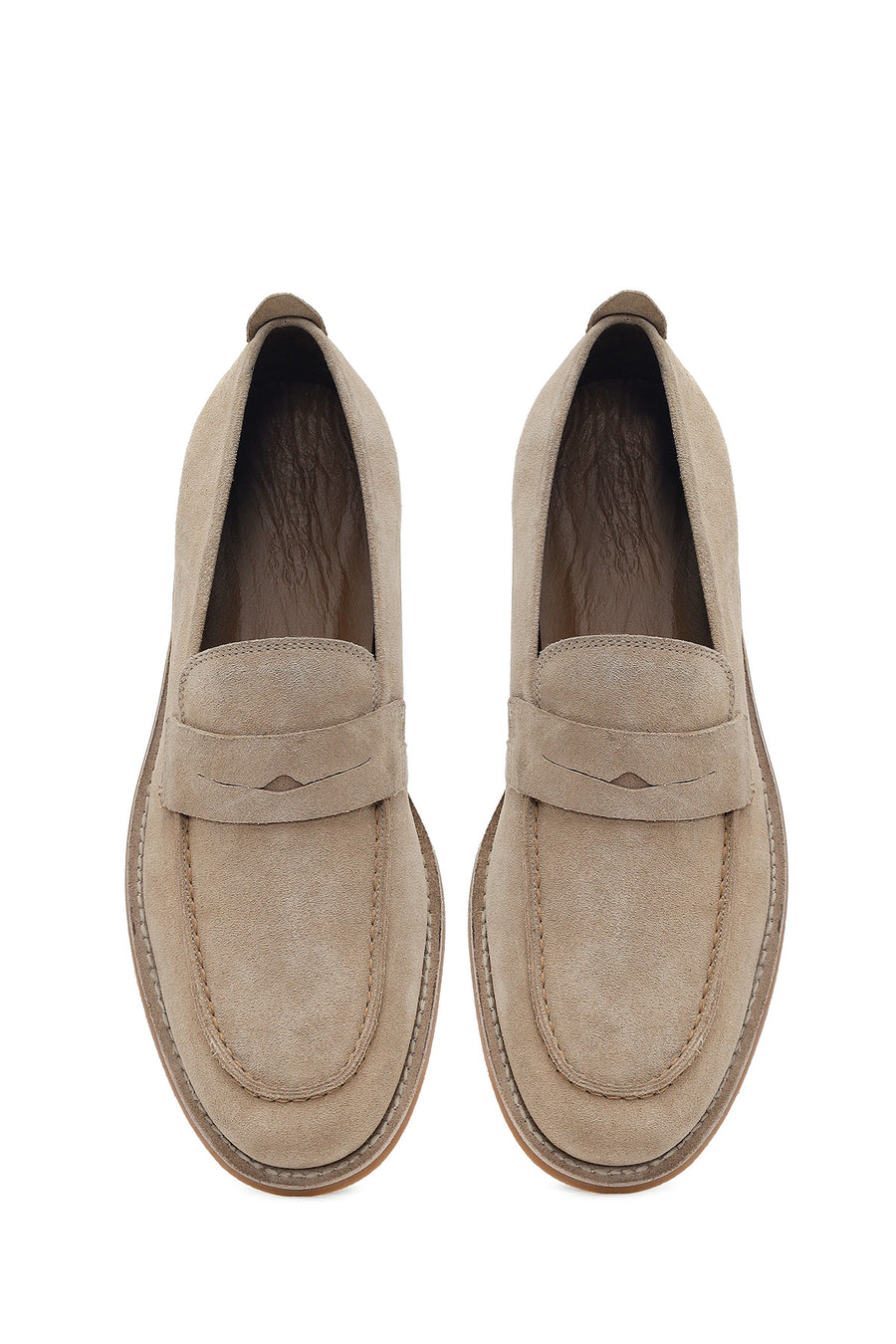 Derimod Black Male Beige Suede Leather Classic Loafer