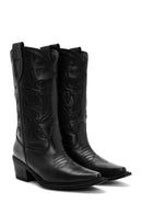 Women's Black Leather Cowboy Boots | Derimod