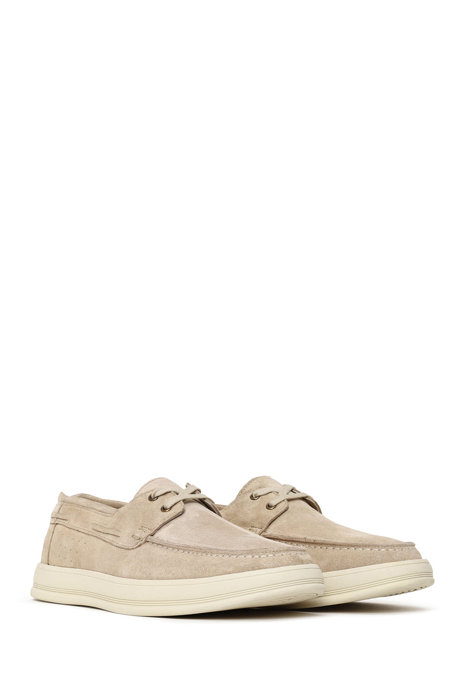 Men's Beige Lace-up Suede Leather Casual Shoes
