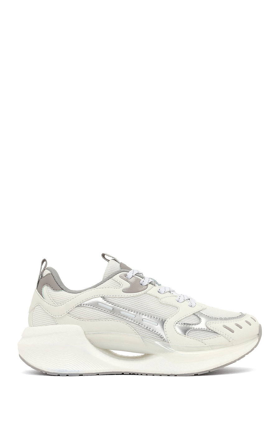 Derimod Studio Women's Silver Lace-Up Thick-Soled Sneaker 25AFD435114 | Derimod
