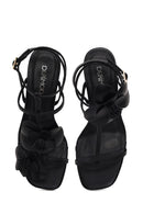 Woman Black Ankle Buckled Thin High-Heeled Sandal | Derimod